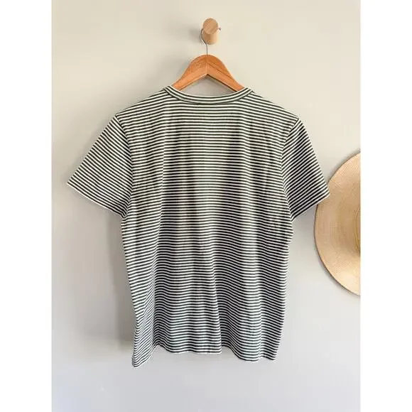 Madewell | NWT Perfect Crewneck Tee Green White Stripe Allday Jersey | Sz L - Picture 7 of 7